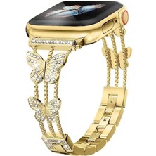 Mi7a Apple Watch Seri 38 40 41MM Uyumlu Metal Ayarlanabilir Kelebekli Kordon