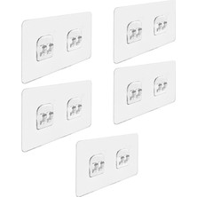 Microcase Güçlü Plastik Yapışkanlı Suya Dayanıklı Çift Başlı Banyo Mutfak Eşya Taşıma Raf Askılığı 5 Adet -Şeffaf AL4270