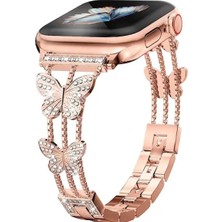 Mi7a Apple Watch Seri 42 44 45 49 mm Uyumlu Metal Ayarlanabilir Kelebekli Kordon