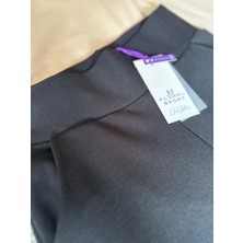 FLORAL SPORT Siyah Korsaj Kemerli Pantolon - Likralı Krep Kumaş Günlük Rahat Kalıp