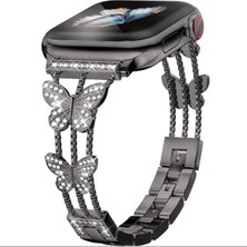 Mi7a Apple Watch Seri 42 44 45 49 mm Uyumlu Metal Ayarlanabilir Kelebekli Kordon