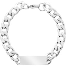 Gümüş Hediye Al Silver Renk Gurmet Zincirli Modern Tasarım Kişiye Özel Isim/harf Yazılı Erkek Çelik Bileklik