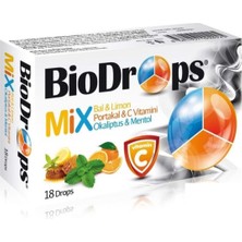 Biodrops Mix Bal & Limon Portakal & C Vitamini Okaliptus & Mentol 18 Adet Pastil