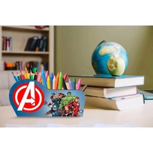 Mevaks Ahşap Avengers Marvel Masaüstü Kalemlik Kalem Kutusu Organizer Ofis Makyaj