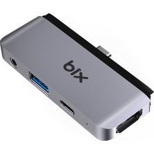 Bix BX16HB 4in1 Type-C 4K@30Hz HDMI, USB 3.0, AUX, 100W PD iPad, Macbook/Windows Uyumlu Çoklayıcı Adaptör