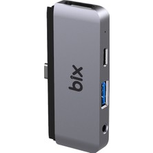 Bix BX16HB 4in1 Type-C 4K@30Hz HDMI, USB 3.0, AUX, 100W PD iPad, Macbook/Windows Uyumlu Çoklayıcı Adaptör