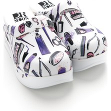 Drmoon Makyaj Desenli Ortopedik Taban Hakiki Deri Sabo Terlik