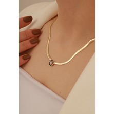 Aydın Kuyumculuk 14 Ayar Altın,ezme Zincirli Bagetli Kolye,altın Zincir AGKLY416