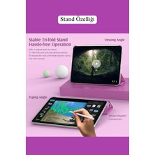 Fuchsia iPad Air 11 Inç 6. Nesil M2 Çip Uyumlu Akıllı Smart Cover Tablet Kılıfı