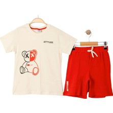 Kids Little Store Ayıcık Baskılı Şortlu Takım (3-6 Yaş )