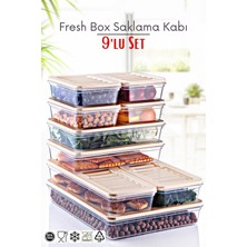 Ny Home 9'lu Set Freshbox Mikrodalga ve Difrize Uygun Saklama Kabı Krem