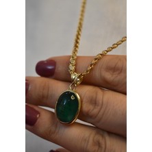 Aydın Kuyumculuk 14 Ayar Altın,renkli Taşlı Pullu Kolye AGKLY381