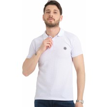 Varetta Erkek Beyaz Polo Yaka Pamuklu Kısa Kollu Waffle Tişört