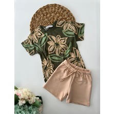 Miniğimin Cicileri Desenli Şortlu Unisex Penye takım - Yeşil