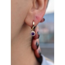 Aydın Kuyumculuk 14 Ayar Altın,renkli Taşlı Sallantılı Küpe AGKP195