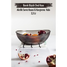 Kaite Akrilik Barok Füme Büyük Oval Meyve & Salata Kasesi & Karıştırma Kabı / 3,3 Lt  (Cam Değildir)