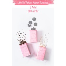 Kaite Akrilik Soft Pembe Şeker Kahve Çay Kavanozu 500 ml (Vakum Kapak )