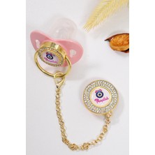 Sitilin Kız Bebek Ithal  Kristal Swarovski Taşlı Emzik Zincirli Askı Hediye Seti STL6640