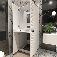 Yıldız Elegance Panjur Kapaklı Kurutma ve Çamaşır Makınesı Dolabı Luxe Mat Beyaz