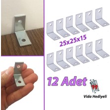 Glaswen 12 Adet Mobilya Eşya Dolap Duvar Sabitleyici Köşe Bağlantı L Demir Gönye Deprem Güvenliği 25 x 25 x 15 mm