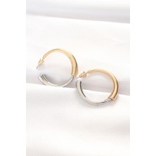 Clariss Pirinç Çift Renk Halka Küpe