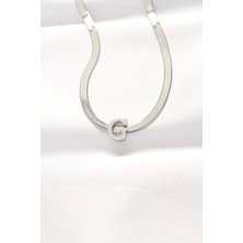 Clariss 316L Çelik G Harfli Silver Renk Italyan Zincirli Kolye