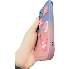 Cover Center Iphone 11 Uyumlu (Köşeli 12 Görünümlü) 3D Ayıcık Figürlü Kamera Korumalı Kabartmalı Silikon Kılıf