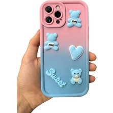 Cover Center Iphone 11 Pro Max Uyumlu 3D Ayıcık Figürlü Kamera Korumalı Kabartmalı Yumuşak Silikon Kilif