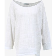 White By Nature Geniş Yaka Düz Beyaz Kadın Bluz 3210148