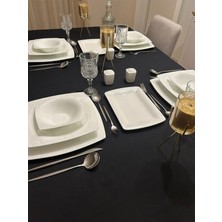 Zeren Home Meral Kurşun Collection Sıvıya Dayanıklı Pamuk Keten Dertsiz Masa Örtüsü Siyah