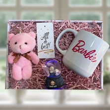 Regalo Barbie Kupa Işıklı Köpekli Küre Peluş Ayıcık Anahtarlık Hediye Seti