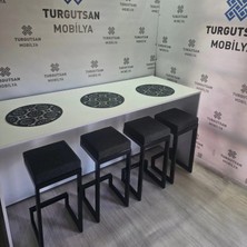 TURGUTSAN MOBİLYA Bar Taburesi Bar Sandalyesi 50 cm Keten Antrasit Gri Ücret 1 Adet Fiyatı Tabure