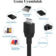 Ulu Bilgisayar Micro USB 3.0 Kablo Harddisk Hdd-Ssd Kablosu  Şarj Data Kablosu - Yüksek Hızlı Veri Aktarımı