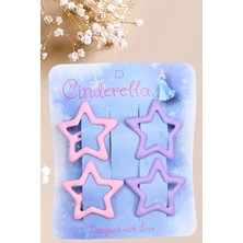Cinderella 4'lü Mat Mor & Koyu Pembe Yıldız Çıt Çıt Toka Seti - Renkli Yıldızlı Çıtçıt Toka - Yıldız Çıtçıtlı Toka