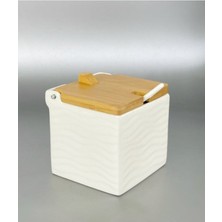 Matmel Porselen Baharatlık Çok Amaçlı Bambu Kapaklı Baharatlık Poçi Linda