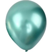 Organizasyon Pazarı 5 Inç Yeşil Renk 10 Lu Küçük Boy Krom-Mirror-Aynalı Dekorasyon Balonu