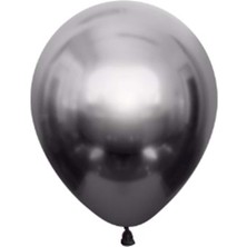 Organizasyon Pazarı 5 Inç Uzay Gri Renk 10 Lu Küçük Boy Krom-Mirror-Aynalı Dekorasyon Balonu