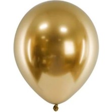 Organizasyon Pazarı 5 Inç Gold Renk 50 Li Küçük Boy Krom-Mirror-Aynalı Dekorasyon Balonu