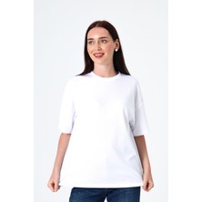 Atis Place Kadın Basic T-Shirt Kısa Kollu Oversize Pamuklu T-Shirt