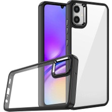 Case World Samsung Galaxy A05 Kapak Metal Kamera Korumalı Arkası Şeffaf Silikon Kılıf - Siyah