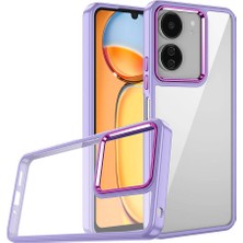 Case World Xiaomi Poco C65 Kapak Metal Kamera Korumalı Arkası Şeffaf Silikon Kılıf - Lila