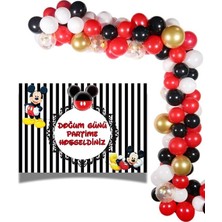 Parti Furyası Mickey mouse 70X100 cm Afiş ve 50  adet Balon Seti Doğum Günü Parti Süsleri