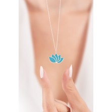 Sardeis 925 Ayar Gümüş Mineli Lotus Tasarımlı Kadın Kolye