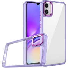 Case World Samsung Galaxy A05 Kapak Metal Kamera Korumalı Arkası Şeffaf Silikon Kılıf - Lila