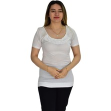 Baglan Kadın Kelebek Nakışlı Tişört BRG32895