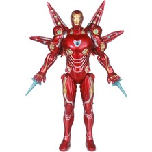 Elifeshop Marvel Avengers Iron Man Demir Adam Mark MK50 Metal Görünümlü Işıklı Karakter Figür Oyuncak 17 Cm.