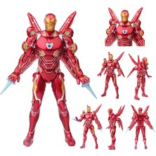 Elifeshop Marvel Avengers Iron Man Demir Adam Mark MK50 Metal Görünümlü Işıklı Karakter Figür Oyuncak 17 Cm.