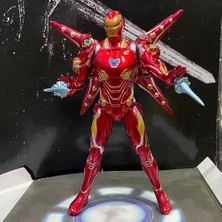 Elifeshop Marvel Avengers Iron Man Demir Adam Mark MK50 Metal Görünümlü Işıklı Karakter Figür Oyuncak 17 Cm.