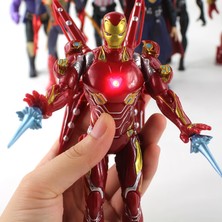 Elifeshop Marvel Avengers Iron Man Demir Adam Mark MK50 Metal Görünümlü Işıklı Karakter Figür Oyuncak 17 Cm.