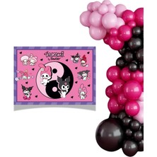 Parti Furyası Kuromi 50X70 cm Afiş ve 50  adet Balon Seti Doğum Günü Parti Süsleri
